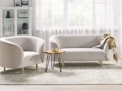 Online Sofa dla 2 osób LOEN Jasnobeżowy Sofy Tapicerowane|Sofy Dwuosobowe