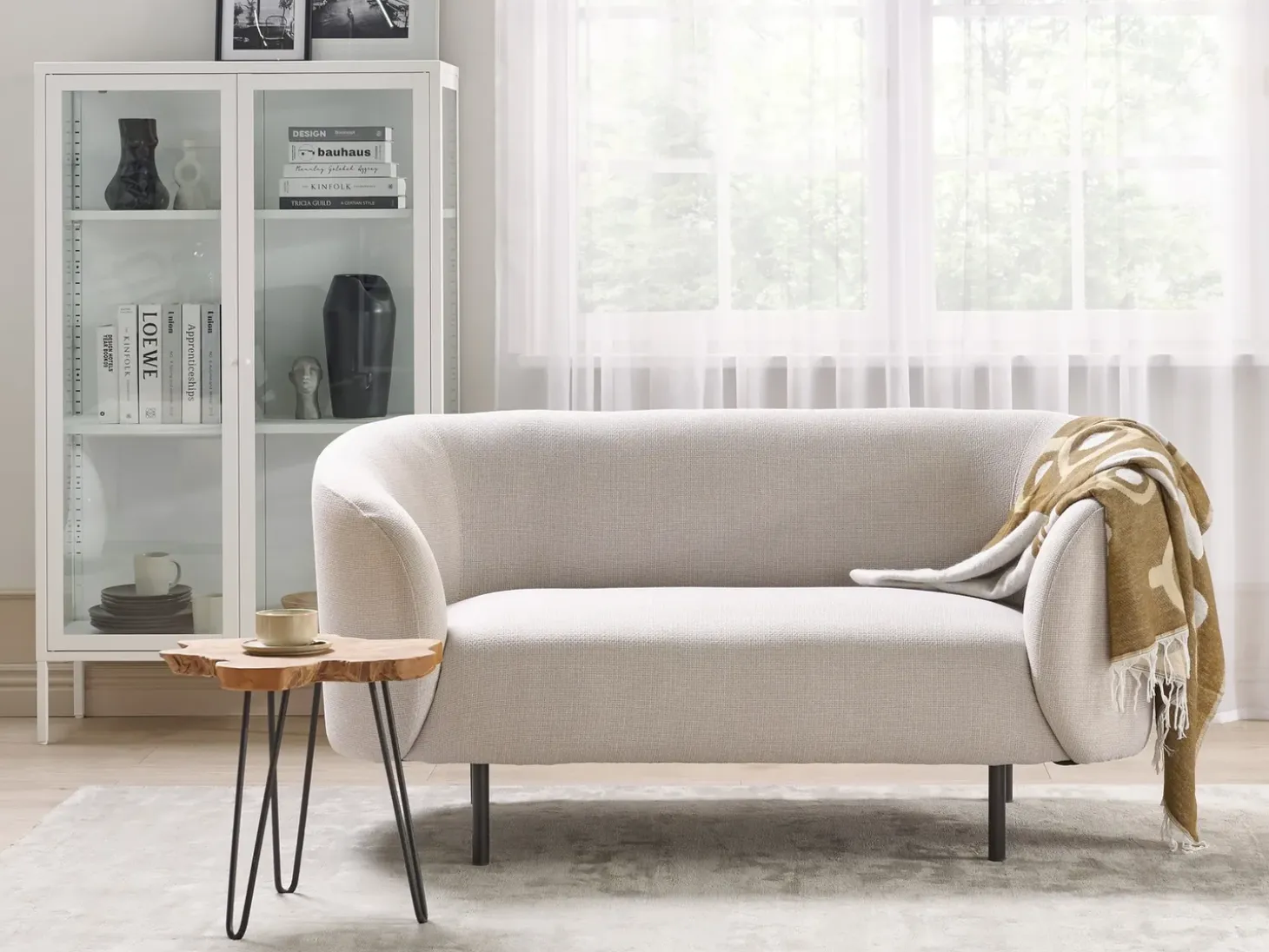 New Sofa dla 2 osób LOEN Jasnobeżowy Sofy Tapicerowane|Sofy Dwuosobowe