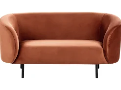 Outlet Sofa dla 2 osób LOEN Welur Pomarańczowy Sofy Tapicerowane|Sofy Dwuosobowe
