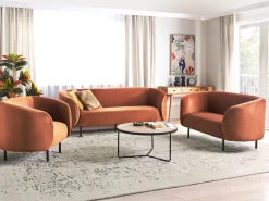 Outlet Sofa dla 2 osób LOEN Welur Pomarańczowy Sofy Tapicerowane|Sofy Dwuosobowe