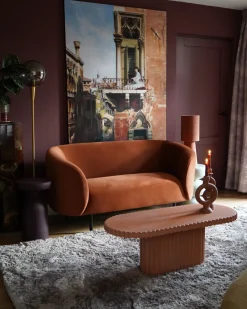 Outlet Sofa dla 2 osób LOEN Welur Pomarańczowy Sofy Tapicerowane|Sofy Dwuosobowe
