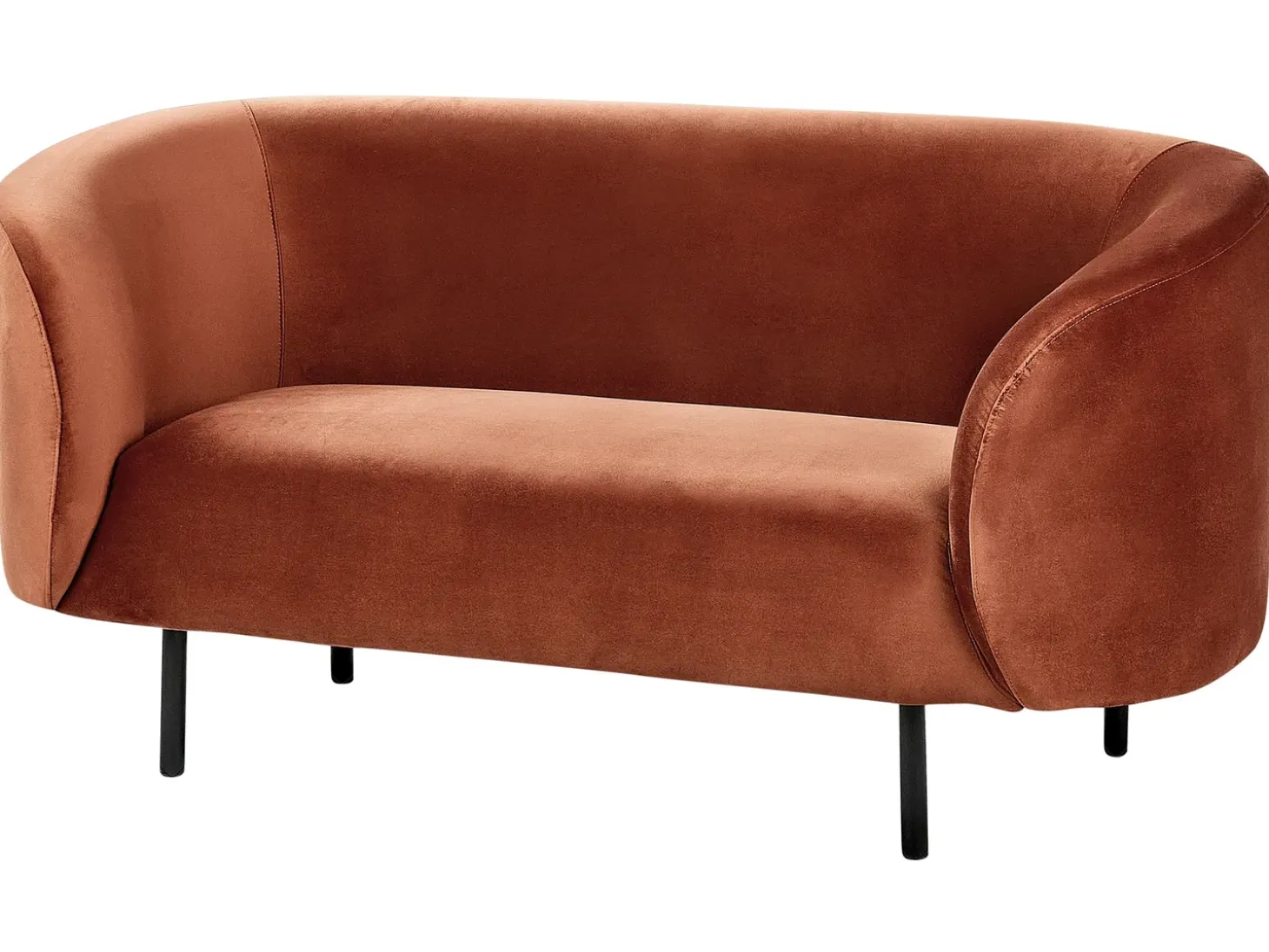 Outlet Sofa dla 2 osób LOEN Welur Pomarańczowy Sofy Tapicerowane|Sofy Dwuosobowe