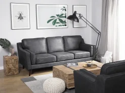 Online Sofa dla 3 osób LOKKA Ekoskóra Szary Kolekcje Sof|Sofy Skórzane