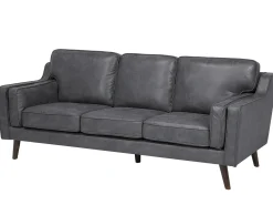 Online Sofa dla 3 osób LOKKA Ekoskóra Szary Kolekcje Sof|Sofy Skórzane