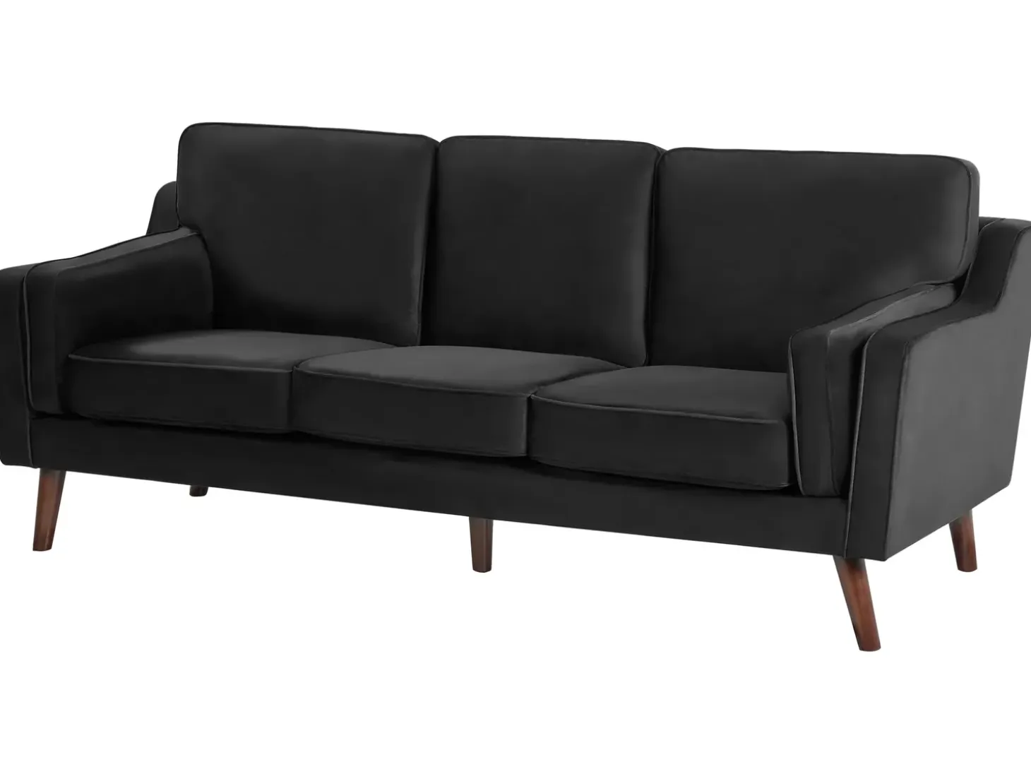 Sale Sofa dla 3 osób LOKKA Welur Czarny Sofy Tapicerowane|Kolekcje Sof