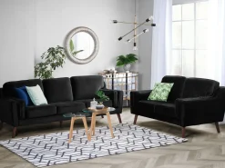 Sale Sofa dla 3 osób LOKKA Welur Czarny Sofy Tapicerowane|Kolekcje Sof
