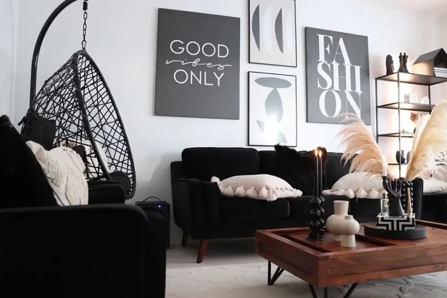 Sale Sofa dla 3 osób LOKKA Welur Czarny Sofy Tapicerowane|Kolekcje Sof