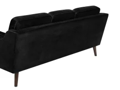 Sale Sofa dla 3 osób LOKKA Welur Czarny Sofy Tapicerowane|Kolekcje Sof