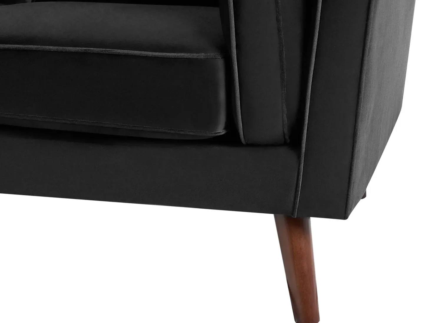 Sale Sofa dla 3 osób LOKKA Welur Czarny Sofy Tapicerowane|Kolekcje Sof