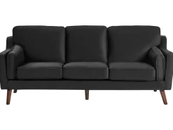 Sale Sofa dla 3 osób LOKKA Welur Czarny Sofy Tapicerowane|Kolekcje Sof