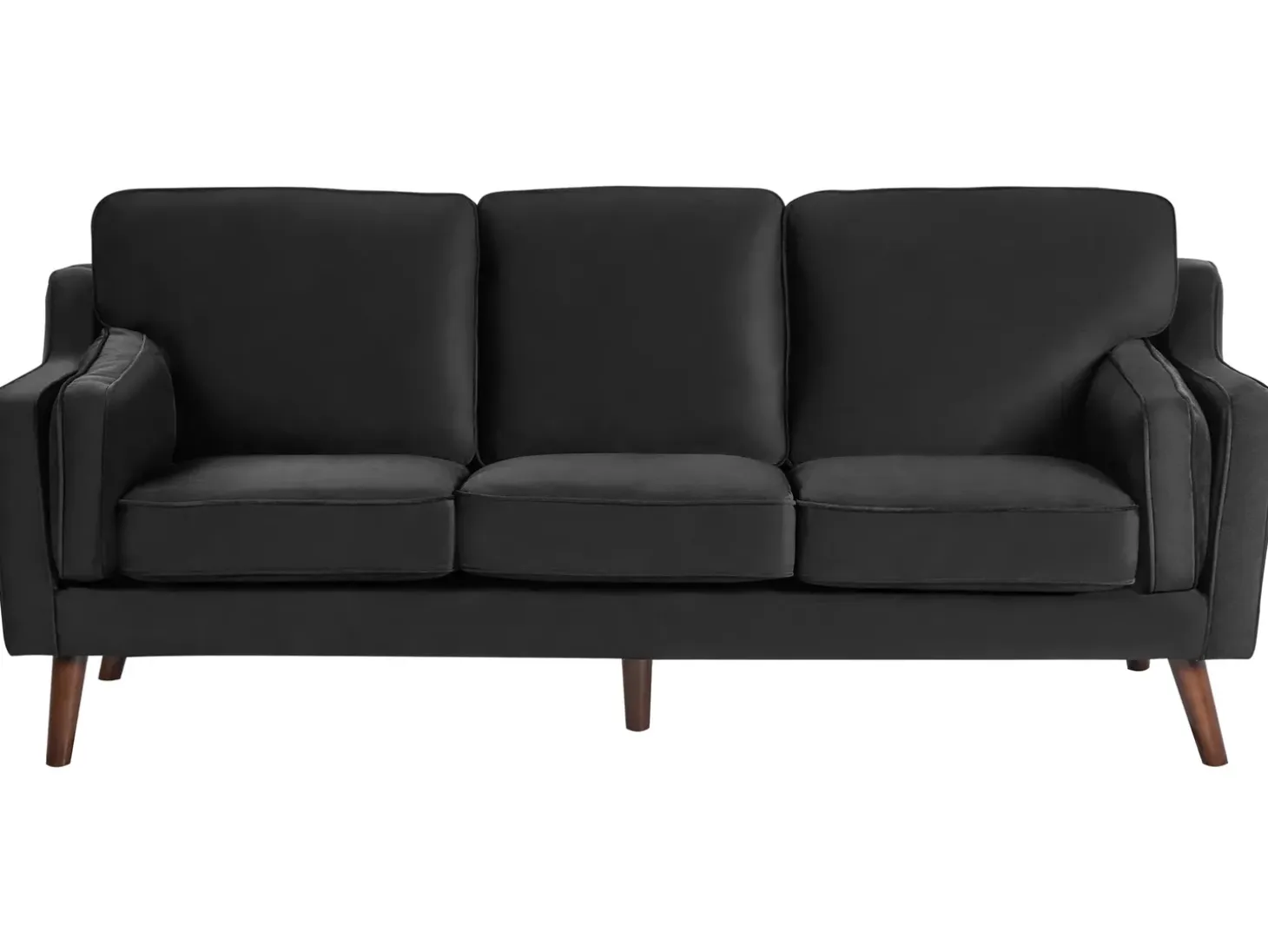 Sale Sofa dla 3 osób LOKKA Welur Czarny Sofy Tapicerowane|Kolekcje Sof