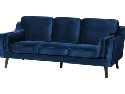 Discount Sofa dla 3 osób LOKKA Welur Granatowy Sofy Tapicerowane|Kolekcje Sof