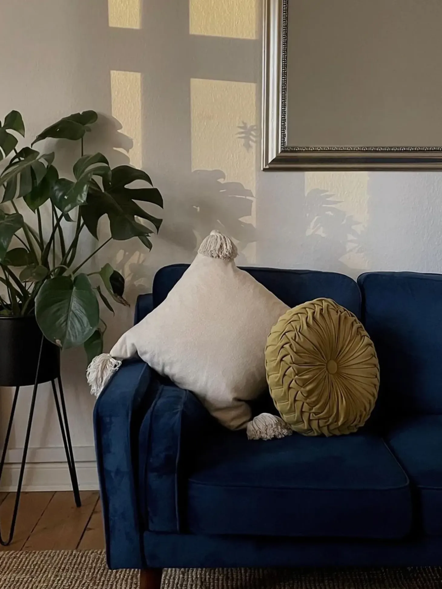 Discount Sofa dla 3 osób LOKKA Welur Granatowy Sofy Tapicerowane|Kolekcje Sof