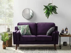 Clearance Sofa dla 2 osób LOKKA Welur Purpurowy Sofy Tapicerowane|Sofy Dwuosobowe