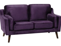 Clearance Sofa dla 2 osób LOKKA Welur Purpurowy Sofy Tapicerowane|Sofy Dwuosobowe