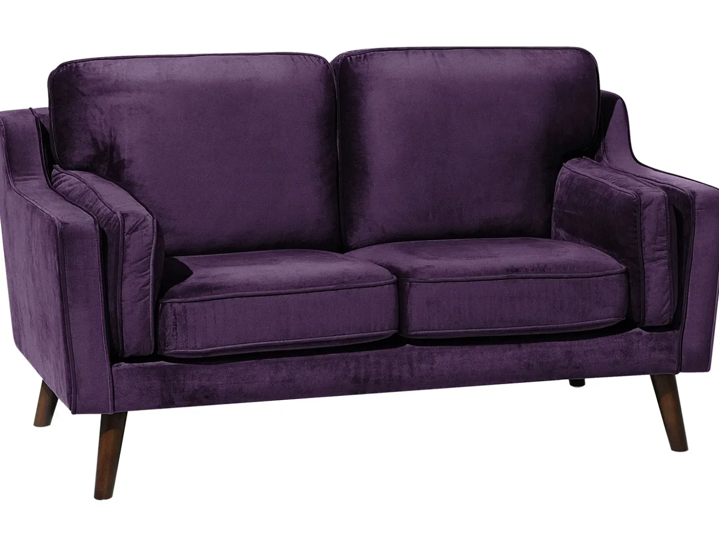 Clearance Sofa dla 2 osób LOKKA Welur Purpurowy Sofy Tapicerowane|Sofy Dwuosobowe