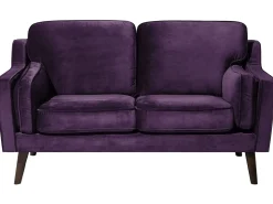 Clearance Sofa dla 2 osób LOKKA Welur Purpurowy Sofy Tapicerowane|Sofy Dwuosobowe