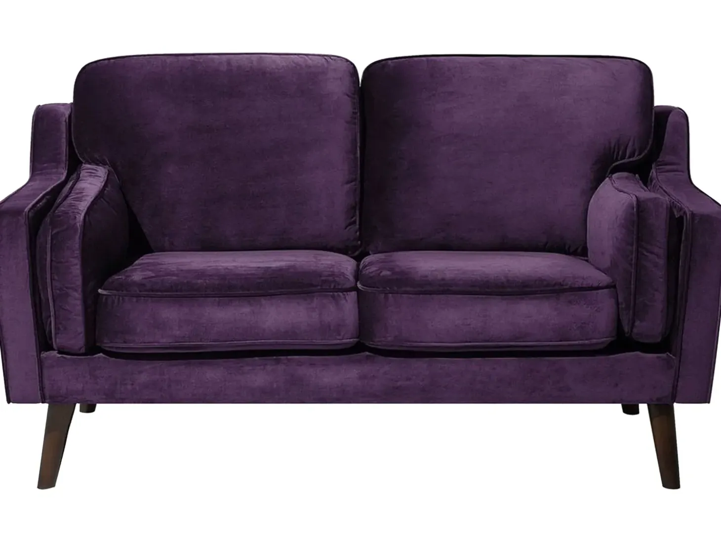 Clearance Sofa dla 2 osób LOKKA Welur Purpurowy Sofy Tapicerowane|Sofy Dwuosobowe