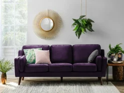 Discount Sofa dla 3 osób LOKKA Welur Purpurowy Sofy Tapicerowane|Kolekcje Sof