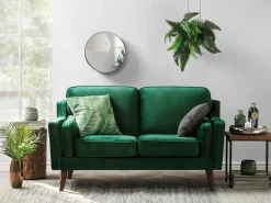 Sofa dla 2 osób LOKKA Welur Szmaragdowy Sofy Tapicerowane|Sofy Dwuosobowe