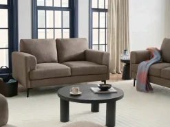 New Sofa dla 2 osób LOUSTO Brązowy Sofy Tapicerowane|Sofy Dwuosobowe