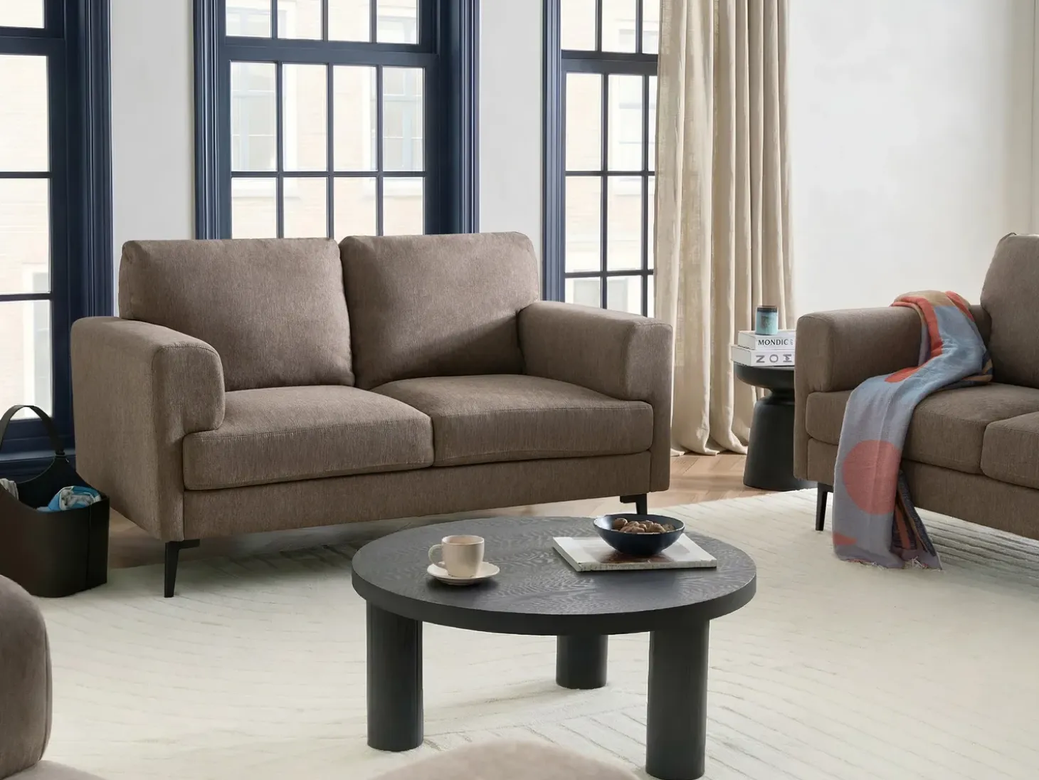 New Sofa dla 2 osób LOUSTO Brązowy Sofy Tapicerowane|Sofy Dwuosobowe