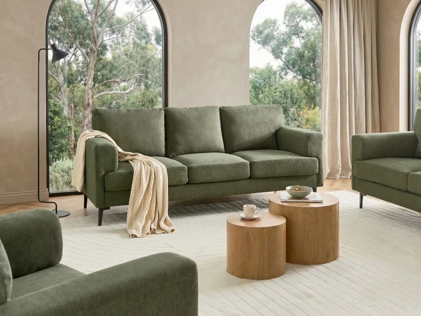 Discount Sofa dla 3 osób LOUSTO Zielony Sofy Tapicerowane|Kolekcje Sof