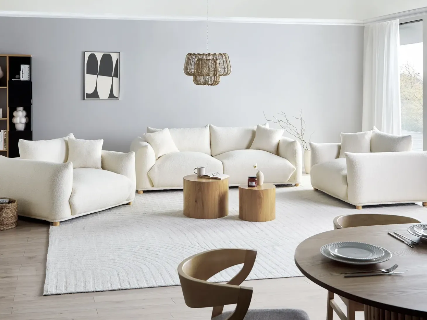 Online Sofa dla 3 osób LUVOS Boucle Złamana biel Sofy Tapicerowane|Wszystkie Sofy