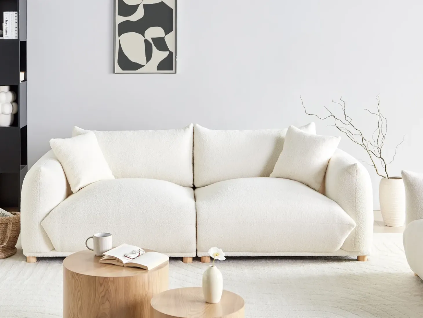 Online Sofa dla 3 osób LUVOS Boucle Złamana biel Sofy Tapicerowane|Wszystkie Sofy