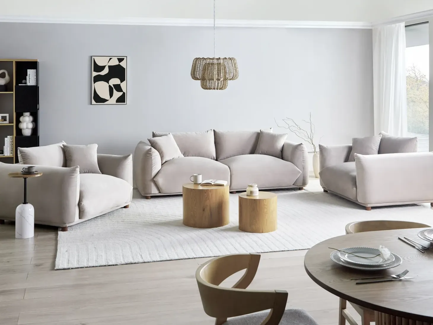 Hot Sofa dla 3 osób LUVOS Welur Beżowoszary Sofy Tapicerowane|Wszystkie Sofy