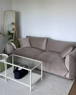 Hot Sofa dla 3 osób LUVOS Welur Beżowoszary Sofy Tapicerowane|Wszystkie Sofy