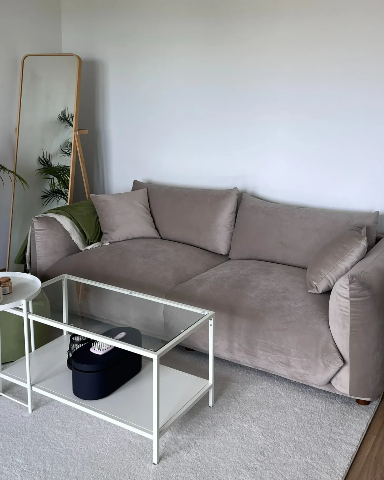 Hot Sofa dla 3 osób LUVOS Welur Beżowoszary Sofy Tapicerowane|Wszystkie Sofy