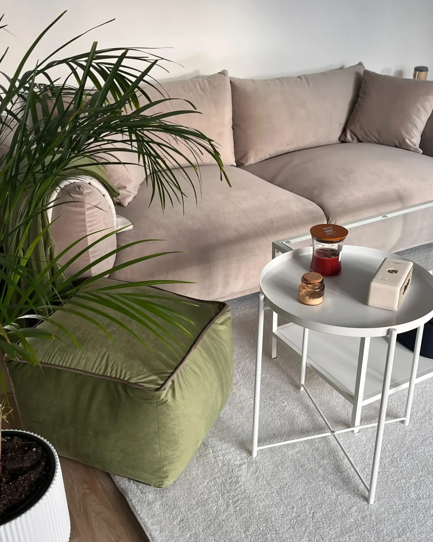Hot Sofa dla 3 osób LUVOS Welur Beżowoszary Sofy Tapicerowane|Wszystkie Sofy