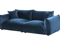 New Sofa dla 3 osób LUVOS Welur Ciemnoniebieski Sofy Tapicerowane|Wszystkie Sofy