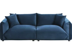 New Sofa dla 3 osób LUVOS Welur Ciemnoniebieski Sofy Tapicerowane|Wszystkie Sofy