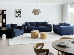 New Sofa dla 3 osób LUVOS Welur Ciemnoniebieski Sofy Tapicerowane|Wszystkie Sofy