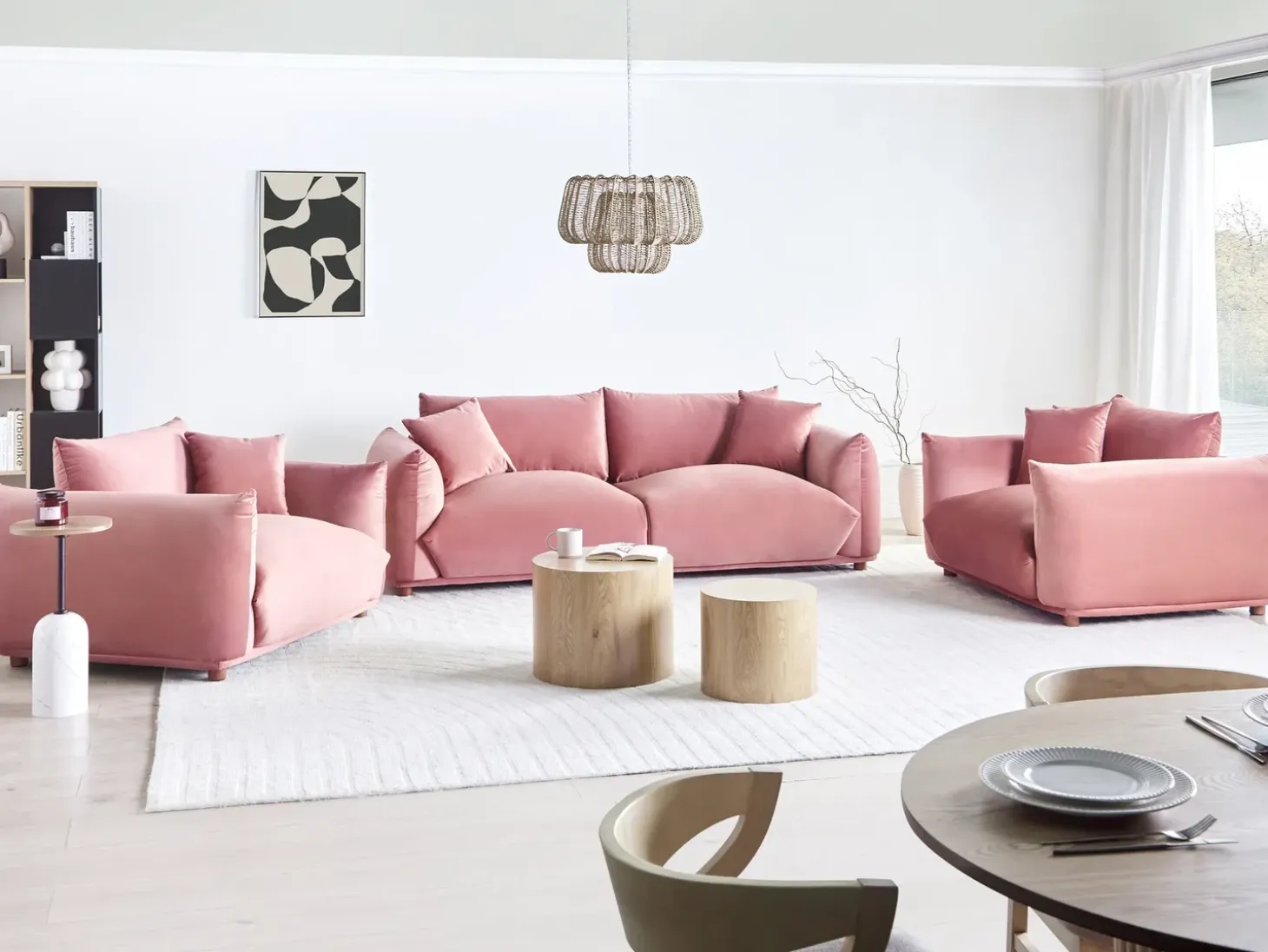 Best Sofa dla 3 osób LUVOS Welur Różowy Sofy Tapicerowane|Wszystkie Sofy
