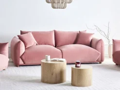 Best Sofa dla 3 osób LUVOS Welur Różowy Sofy Tapicerowane|Wszystkie Sofy