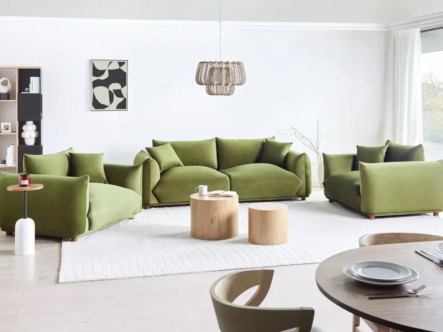 Discount Sofa dla 3 osób LUVOS Welur Zielony Sofy Tapicerowane|Wszystkie Sofy