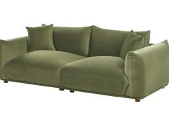 Discount Sofa dla 3 osób LUVOS Welur Zielony Sofy Tapicerowane|Wszystkie Sofy
