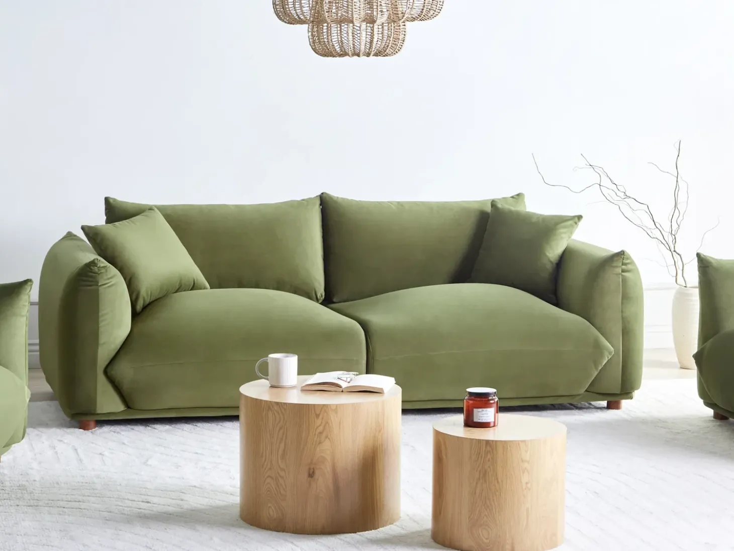Discount Sofa dla 3 osób LUVOS Welur Zielony Sofy Tapicerowane|Wszystkie Sofy