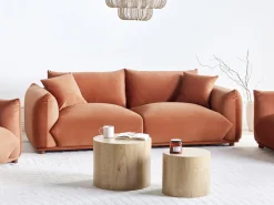 New Sofa dla 3 osób LUVOS Welur Złoty brąz Sofy Tapicerowane|Wszystkie Sofy