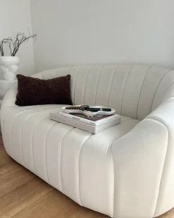 Sofa dla 2 osób MALUNG Welur Złamana biel Sofy Tapicerowane|Sofy Dwuosobowe