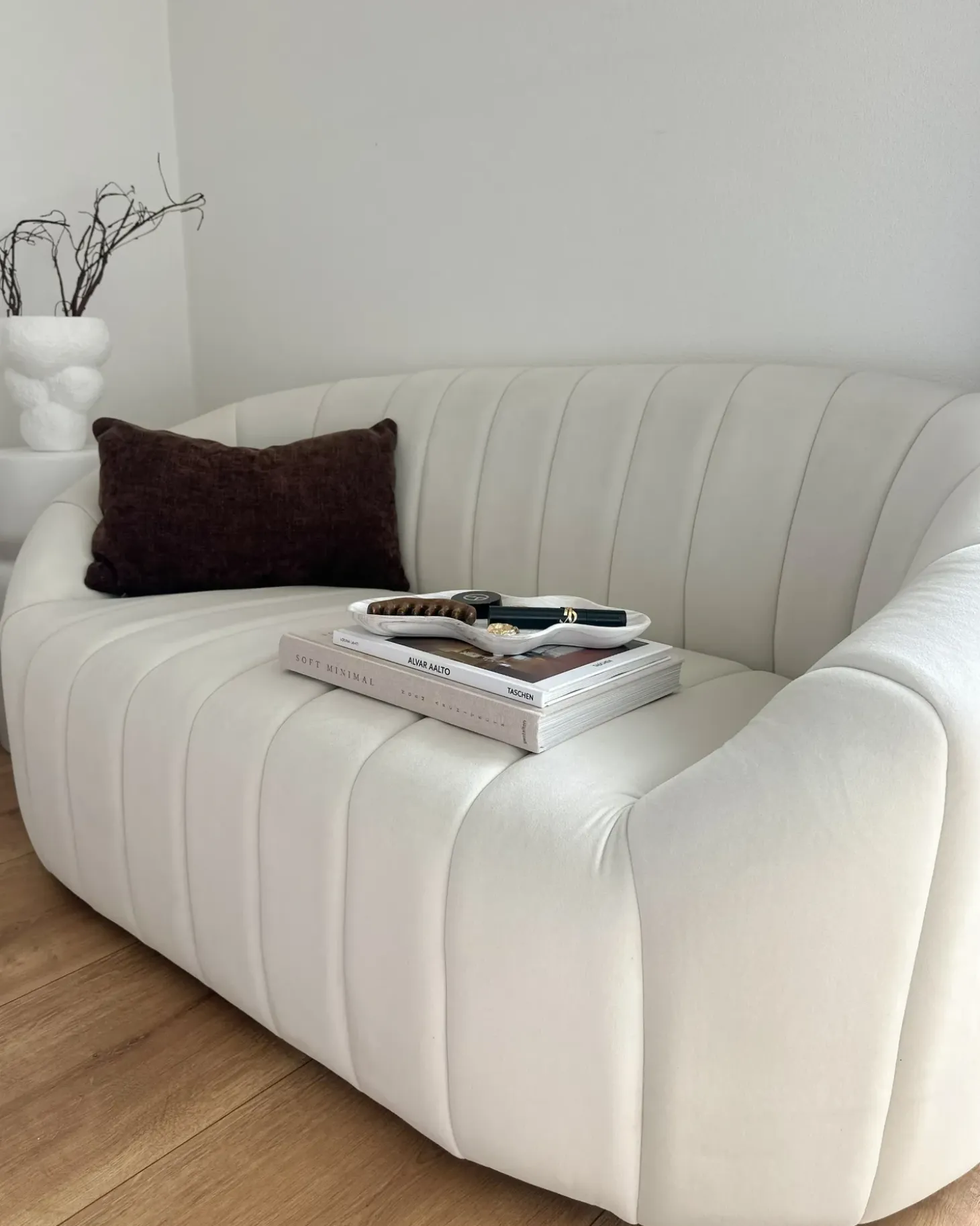 Sofa dla 2 osób MALUNG Welur Złamana biel Sofy Tapicerowane|Sofy Dwuosobowe