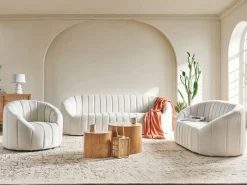 Sofa dla 2 osób MALUNG Welur Złamana biel Sofy Tapicerowane|Sofy Dwuosobowe