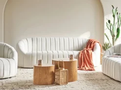 Sofa dla 3 osób MALUNG Welur Złamana biel Sofy Tapicerowane|Kolekcje Sof