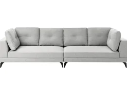 Clearance Sofa dla 4 osób MARUM Len syntetyczny Szary Sofy Tapicerowane|Wszystkie Sofy