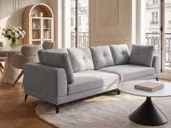 Clearance Sofa dla 4 osób MARUM Len syntetyczny Szary Sofy Tapicerowane|Wszystkie Sofy