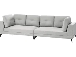 Clearance Sofa dla 4 osób MARUM Len syntetyczny Szary Sofy Tapicerowane|Wszystkie Sofy