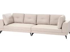 Sale Sofa dla 4 osób MARUM Len syntetyczny Jasnobeżowy Sofy Tapicerowane|Wszystkie Sofy
